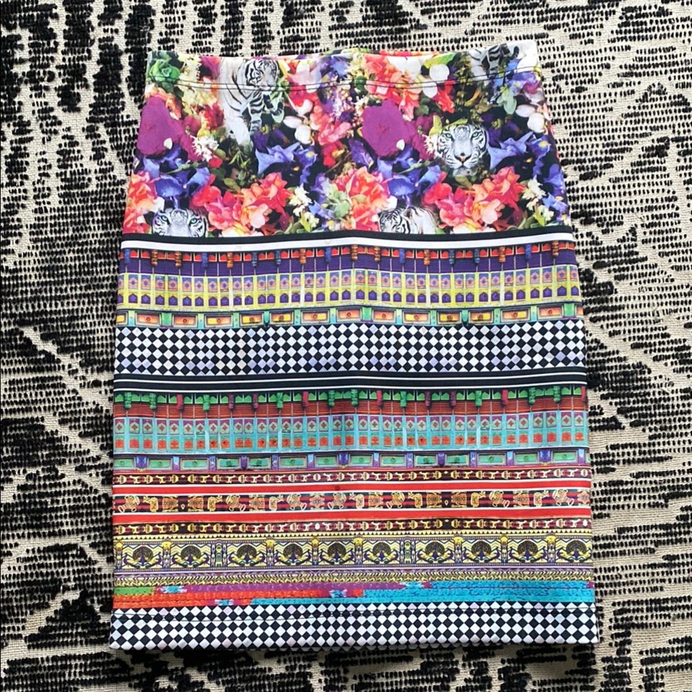 Clover Canyon Pink and Purple Mini Pencil Skirt Resort Wear